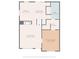 First-floor floor plan featuring kitchen, dining area, bathroom, hall, living room, and primary bedroom at 12601 Tucker Crossing Ln, Charlotte, NC 28273
