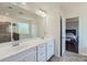 Bright bathroom features a double vanity, large mirror, and views of the tub and separate shower at 274 Sweet Briar Dr, Fort Mill, SC 29707