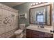 Neutral bathroom featuring tile floors, bath tub, and updated vanity at 403 Easy St, Concord, NC 28027