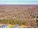 An aerial view of a residential area with mature trees and a city skyline in the distance at 4522 Pendock Ct, Charlotte, NC 28226