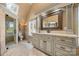 Bathroom with walk-in shower, vanity, and a beautiful skylight at 4531 Montibello Dr, Charlotte, NC 28226