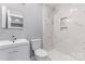 Modern bathroom featuring a vanity, toilet, and tiled walk-in shower at 5329 Southampton Rd, Charlotte, NC 28217