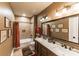 Full bathroom with tiled shower, double vanity and ample lighting at 5628 Creole Rd, Clover, SC 29710