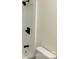 Updated bathroom with a white shower and black fixtures and a newer toilet at 111 Dove Cir, Statesville, NC 28625