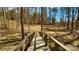 A tranquil wooded lot with a small bridge and a clear path, perfect for nature lovers and outdoor enthusiasts at 12508 Asbury Chapel Rd, Huntersville, NC 28078