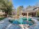 Private backyard oasis with a swimming pool, waterfall, hot tub, covered outdoor dining, and kitchen at 235 Blue River Rd, Clover, SC 29710