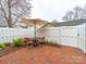 Charming patio with brick pavers, outdoor seating, and a privacy fence creates a relaxing space at 2727 Tiergarten Ln, Charlotte, NC 28210