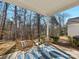 Back porch featuring an outdoor seating area and views of the serene forest at 3465 Caldwell Ridge Pkwy, Charlotte, NC 28213