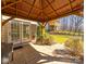 Covered patio area featuring a dining space and a view of the backyard at 3628 Benseval Ln, Matthews, NC 28104