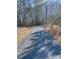 A freshly graveled driveway lined with mature trees leading to the property at 37254 Barnhardt Rd, New London, NC 28127