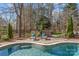 Relaxing in-ground pool with chairs, complemented by manicured greenery, perfect for enjoying the outdoors at 5618 Camilla Dr, Charlotte, NC 28226