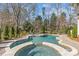 Beautiful in-ground pool with spa and surrounding trees and landscaping at 5618 Camilla Dr, Charlotte, NC 28226