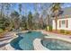 Luxury pool with a spa, lounge area, and landscaped backyard at 5618 Camilla Dr, Charlotte, NC 28226