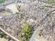 An aerial view of the property showing lush greenery and a serene pond at 10000 Blossom Dr, Concord, NC 28025