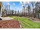 Spacious backyard with well-kept lawn, landscaping, and wooded area offers privacy and outdoor enjoyment at 10000 Blossom Dr, Concord, NC 28025