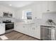 Beautiful kitchen with stainless steel appliances, white cabinets, and subway tile backsplash at 10720 Forest Dr, Matthews, NC 28105