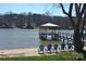Stunning lake view with a private dock and a gazebo on the shore at 126 Anchor Ln, Troutman, NC 28166
