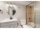 Nicely appointed bathroom with tiled shower, modern vanity and fixtures at 1438 Plumstead Rd, Charlotte, NC 28216