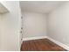 This room features hardwood floors, neutral paint and a single-door closet at 1438 Plumstead Rd, Charlotte, NC 28216