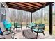 Enjoy outdoor living on this large, covered patio, equipped with chairs, tables, and a cooler at 16138 Aryshire Green Ct, Charlotte, NC 28273