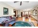 Open floor plan featuring a living room and dining room with hardwood floors at 1069 W Rebound Rd, Van Wyck, SC 29720