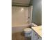 Cozy full bath with a shower-tub combo, tiled floor, and sink with a vanity at 1229 Mcgill Pond Ln, Rock Hill, SC 29732