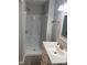 Bathroom featuring a modern shower stall, vanity, and fixtures that are well-lit and offer clean lines at 1404 Lineberger Ave, Gastonia, NC 28052