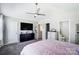 Bright bedroom with vaulted ceilings, a ceiling fan, and comfortable bed with pink bedding at 1614 Harland St, Charlotte, NC 28216