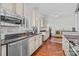 Kitchen features stainless steel appliances, granite countertops, coffee maker, and wooden floors at 224 N Poplar St # 9, Charlotte, NC 28202