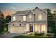 Charming two-story home with stone accents, a two-car garage, and lush landscaping at 5227 Hatcher Creek Rd # 43, Charlotte, NC 28215