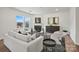 Bright living room features large windows, modern fireplace, neutral-toned furniture, and stylish decor at 5227 Hatcher Creek Rd # 43, Charlotte, NC 28215