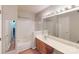 Clean bathroom with a vanity, tub, and tiled shower at 5921 Amity Springs Dr, Charlotte, NC 28212