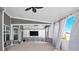 Covered back porch with ceiling fan, tv and outdoor furniture at 982 Old Trace Nw Rd, Concord, NC 28027