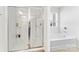 Bright bathroom showcasing a glass shower and large soaking tub for ultimate relaxation at 1036 Bramcote Ln, Charlotte, NC 28215