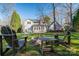 Inviting backyard features a stone fire pit and Adirondack chairs, perfect for outdoor gatherings and relaxation at 107 Doris Ct, Lincolnton, NC 28092
