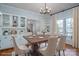 Elegant dining room with built-in cabinets, hardwood floors, and a stylish chandelier at 107 Doris Ct, Lincolnton, NC 28092