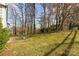 Grassy backyard with mature trees and an adjacent patio area at 11834 Mallard Ridge Dr, Charlotte, NC 28269