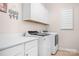 Well-equipped laundry room with front loading washer, dryer and ample storage space at 2024 Linn Cv, Waxhaw, NC 28173