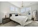 Bedroom featuring neutral colors, natural light, and modern light fixture at 2132 Electric Ln, Charlotte, NC 28205