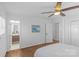 Bright bedroom with closet, an ensuite bathroom and hardwood floors at 2911 N Myers St, Charlotte, NC 28205