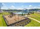 An elevated view showcases the community playground, swimming pool and clubhouse in a fenced area at 7133 Yardley St, Gastonia, NC 28056