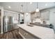 Stylish kitchen with stainless steel appliances, gray cabinets, and a large center island with pendant lighting at 7133 Yardley St, Gastonia, NC 28056