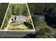 Aerial view showcasing the home's position on a tree-filled lot with well-manicured landscaping and a picket fence at 932 Dovefield Dr, York, SC 29745
