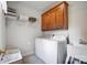 Functional laundry room featuring a washer, dryer, storage cabinets, wire shelving, and utility sink at 932 Dovefield Dr, York, SC 29745