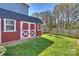A charming shed in a grassy yard with trees, providing extra storage space at 106 Orange St, Charlotte, NC 28205