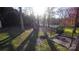 Backyard with a fire pit and string lights, perfect for outdoor relaxation at 1206 Spring Dr, Shelby, NC 28150