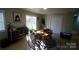 Cozy dining area with a rustic wooden table and a view of the backyard at 1206 Spring Dr, Shelby, NC 28150