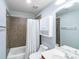 Neutral bathroom features a shower/tub combo and updated vanity at 14314 Lissadell Cir, Charlotte, NC 28277