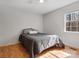 Minimalist bedroom with a ceiling fan, and light-filled with a large window at 14723 Sapphire Ln, Pineville, NC 28134