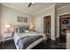 Comfortable bedroom with a plush bed, stylish decor, and access to a private bathroom and laundry room at 231 Uptown West Dr, Charlotte, NC 28208